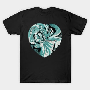 Teal Floral Heart T-Shirt